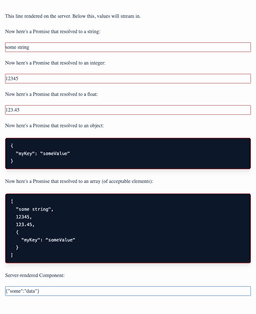 Streaming various types of data using Promises